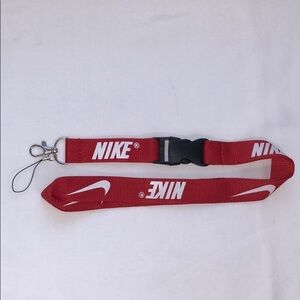 New Nike Red and White Lanyard ID Badge Keychain